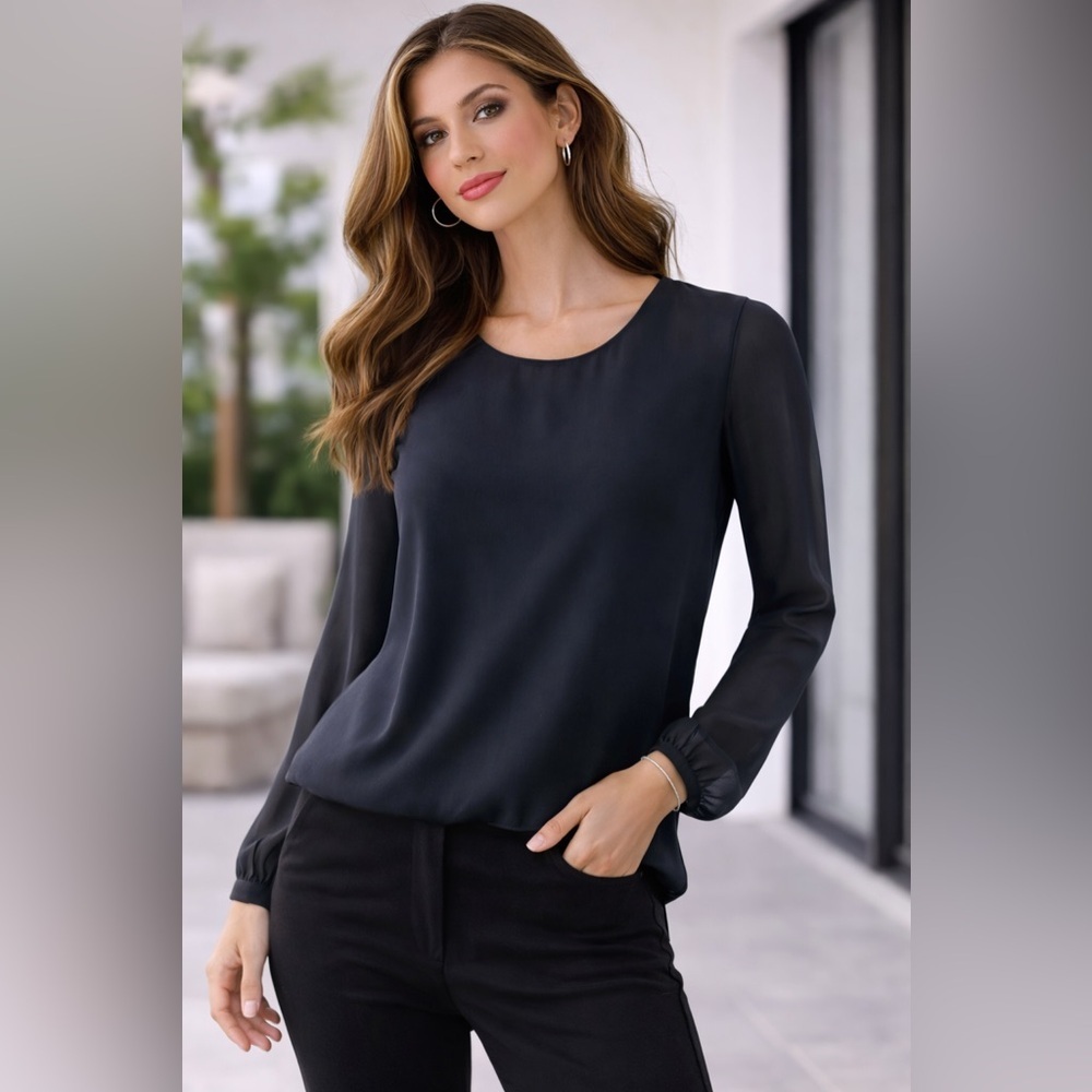 Banana Republic Sheer Silk Long Sleeve Blouse Grey – XS new without tags